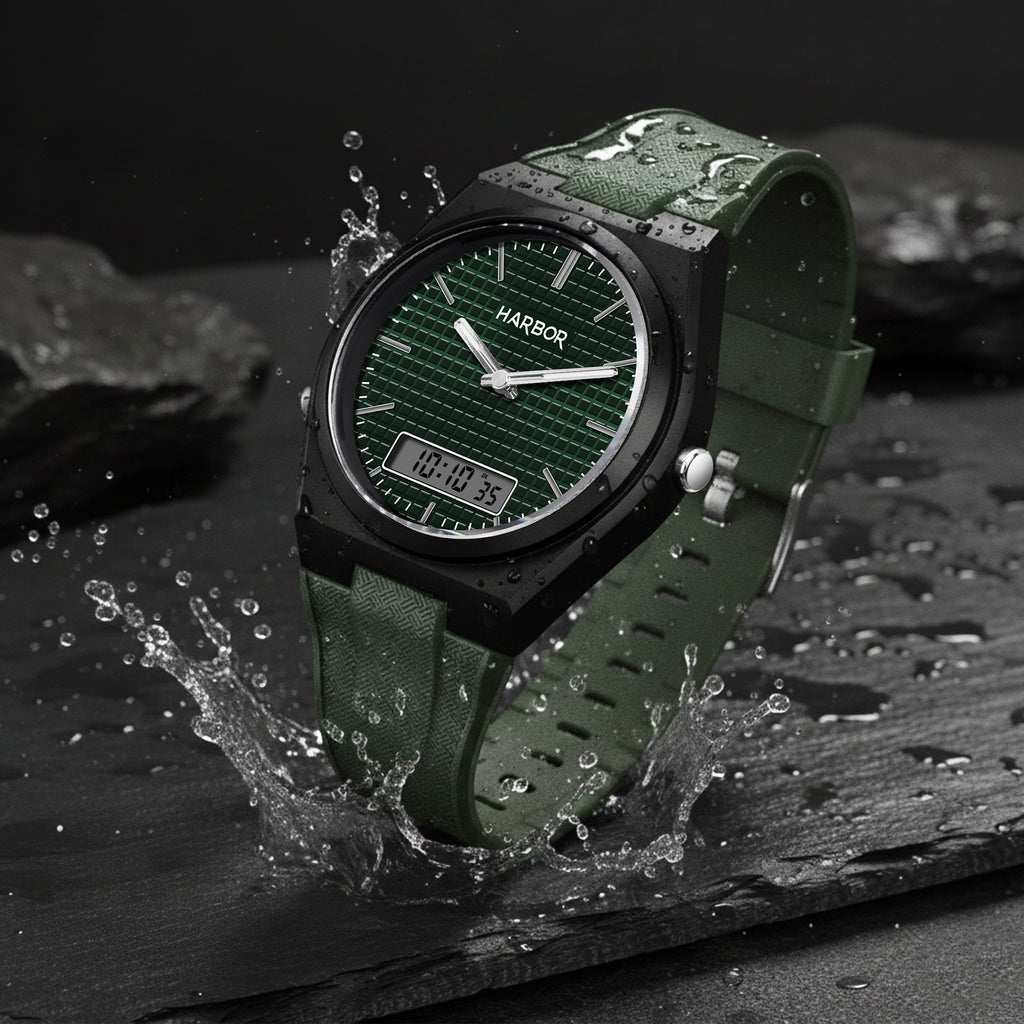 Harbor 9153 Green Strap Analog-Digital Watch