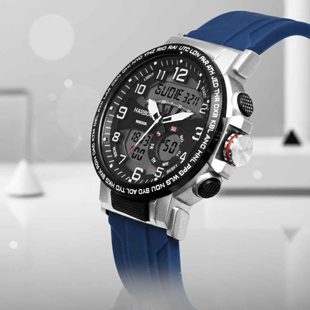 Harbor 1001 Blue Silicone Strap Watch