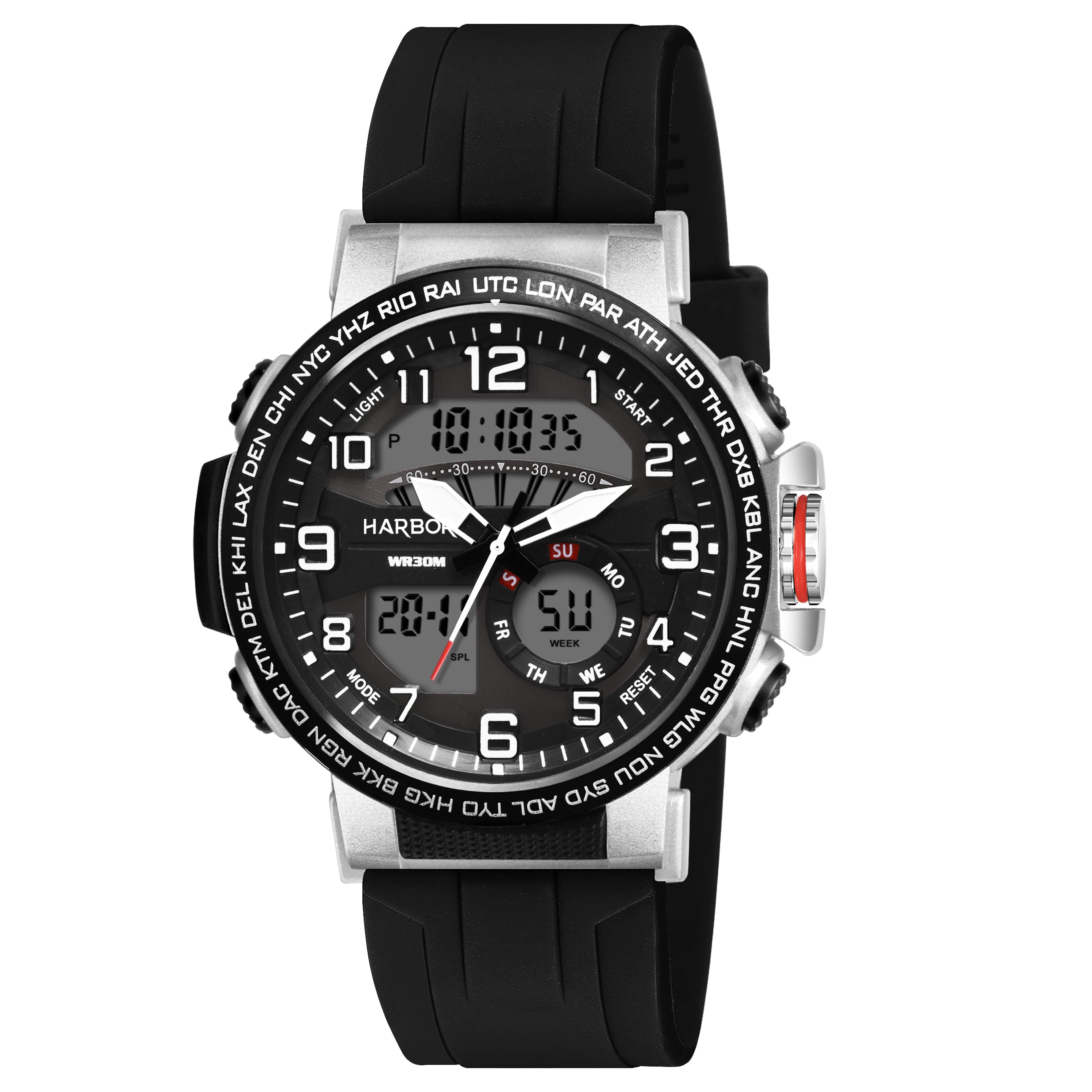Harbor 1001 Black Silicon Strap Watch