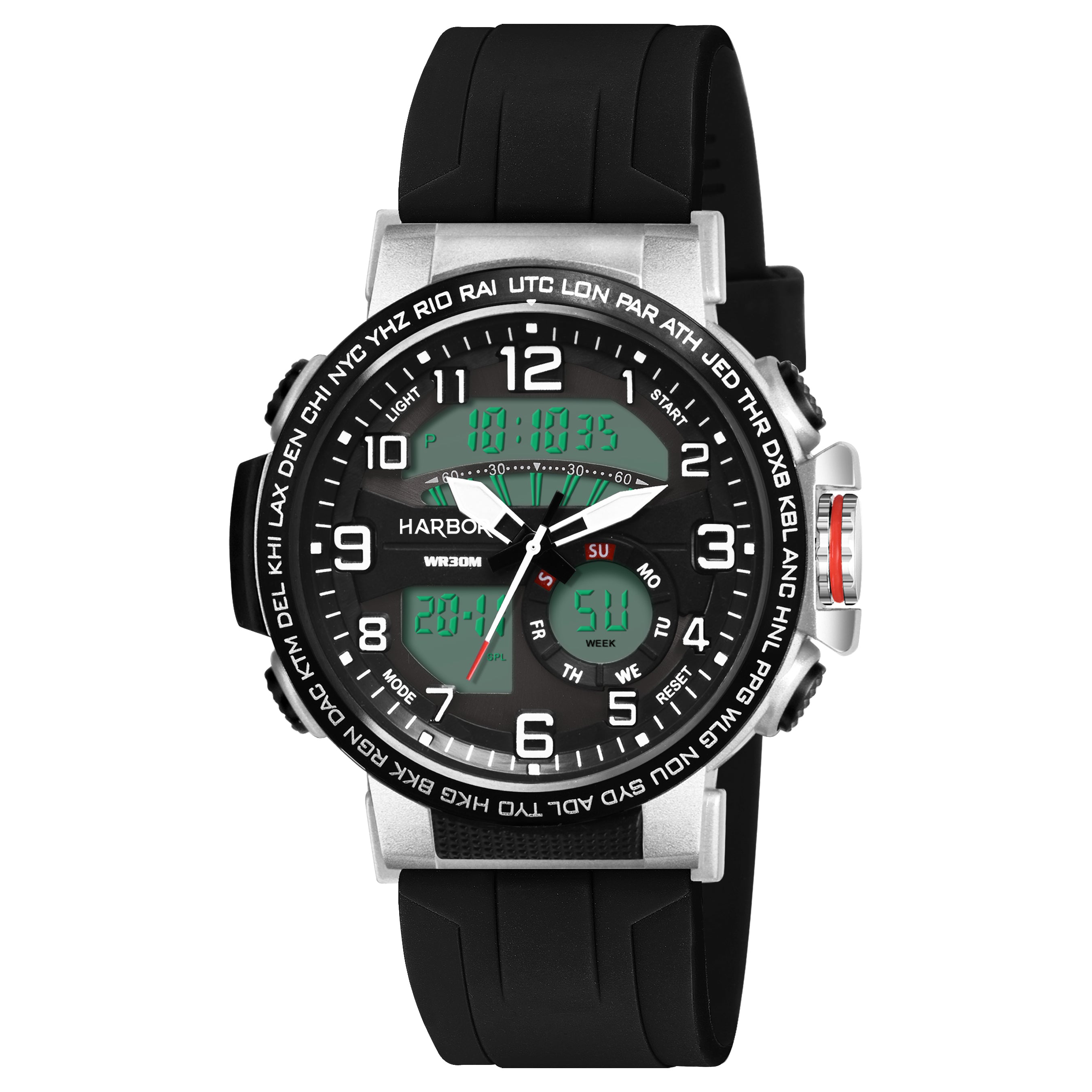 Harbor 1001 Black Silicon Strap Watch