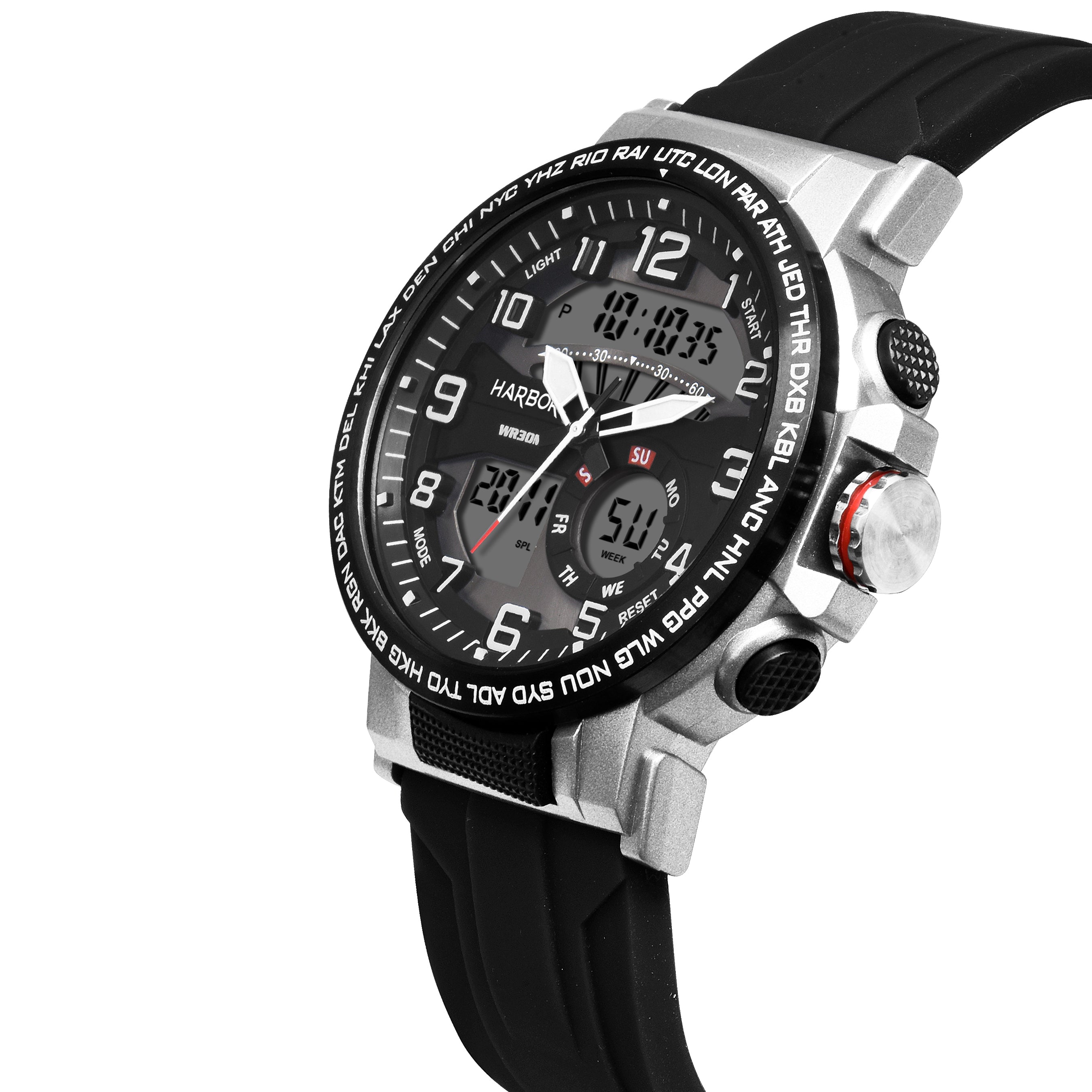 Harbor 1001 Black Silicon Strap Watch
