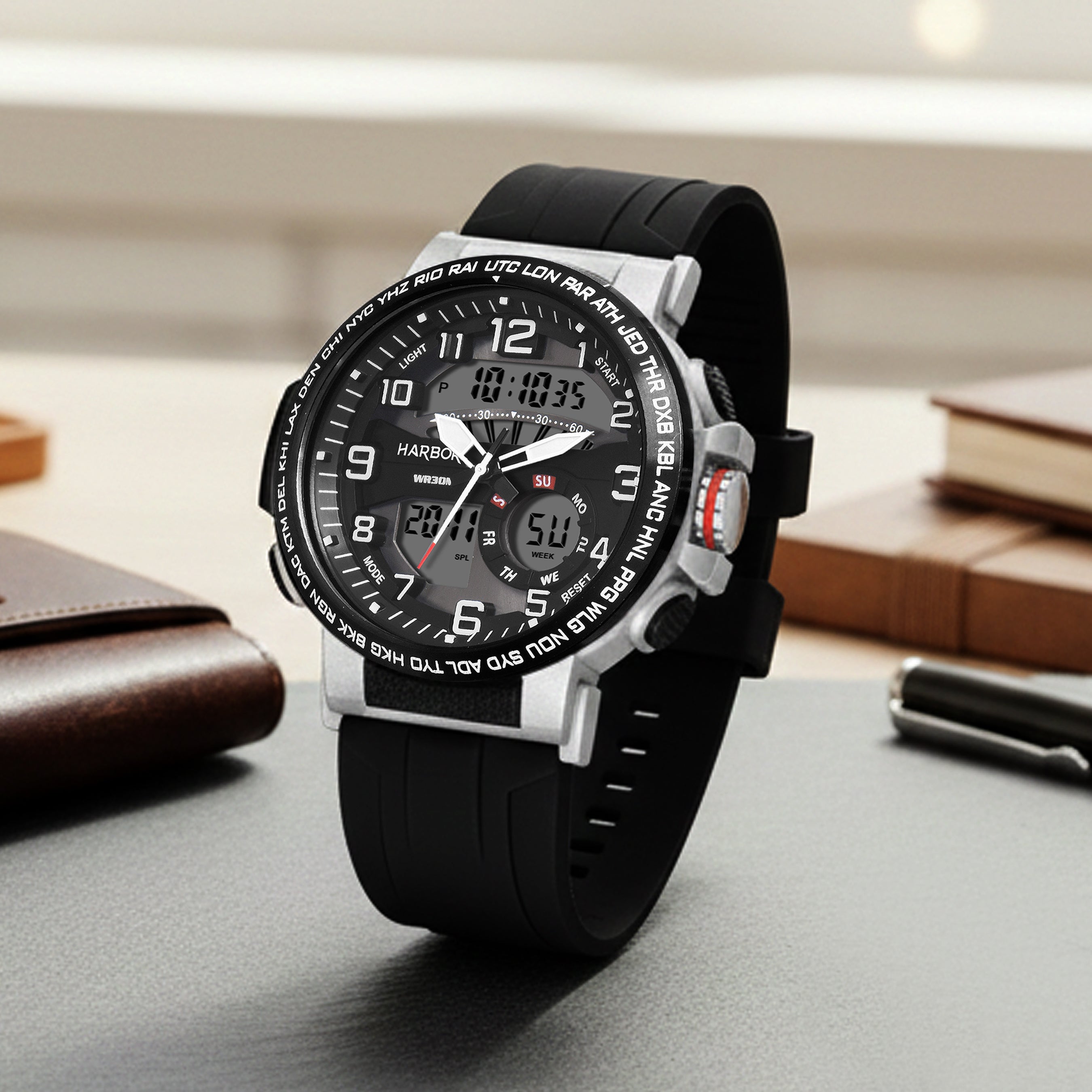 Harbor 1001 Black Silicon Strap Watch