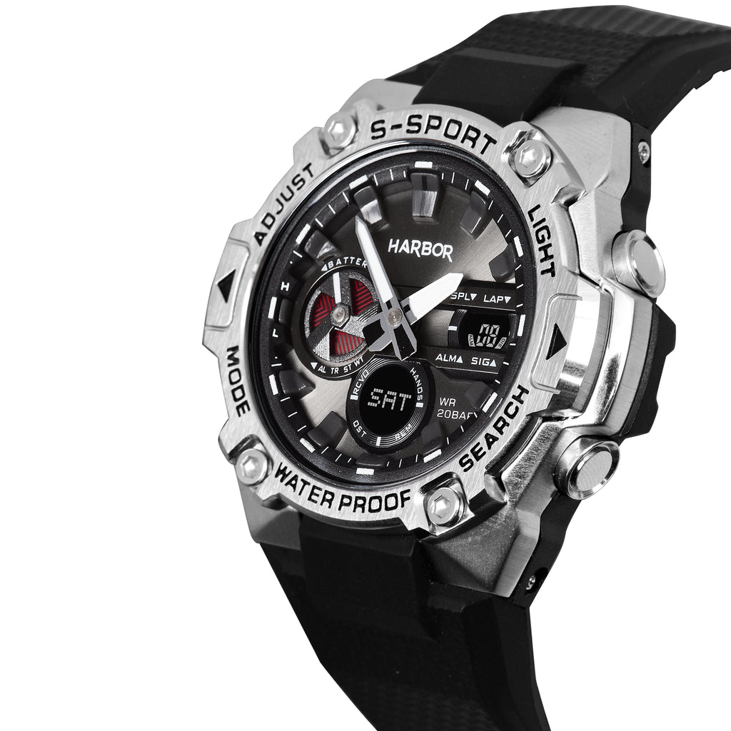 Harbor 9125 Black PU Strap Watch