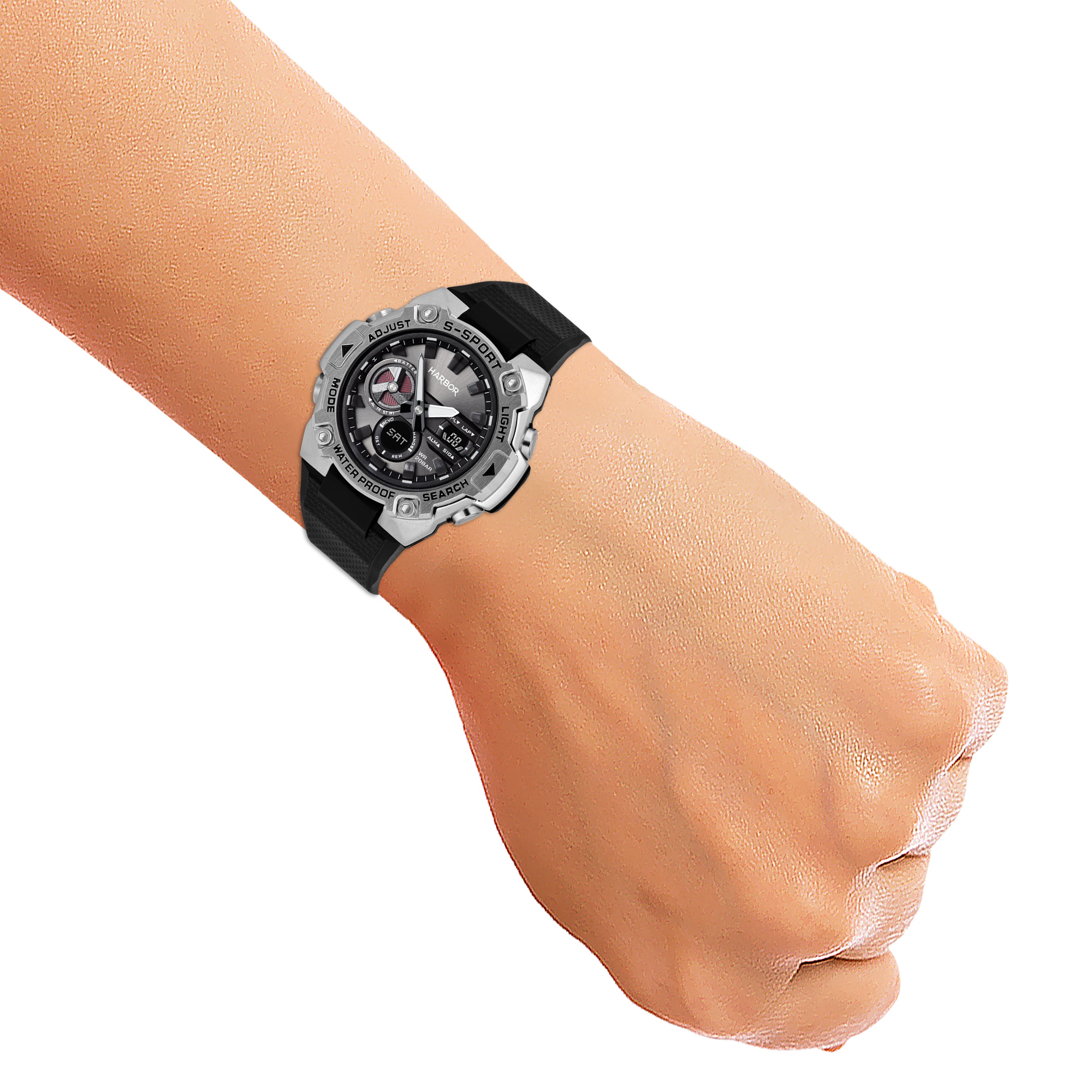 Harbor 9125 Black PU Strap Watch