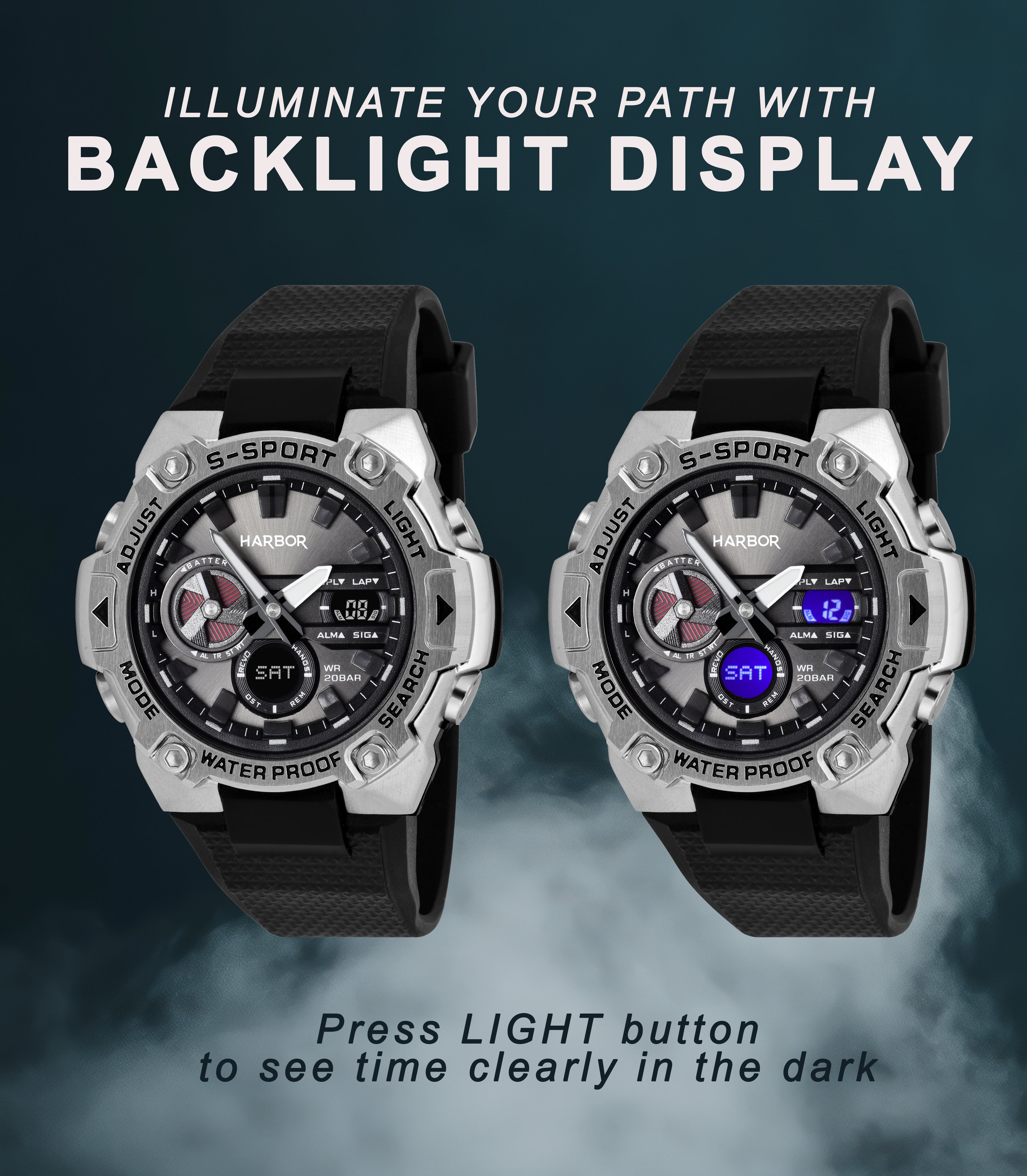 Harbor 9125 Black PU Strap Watch