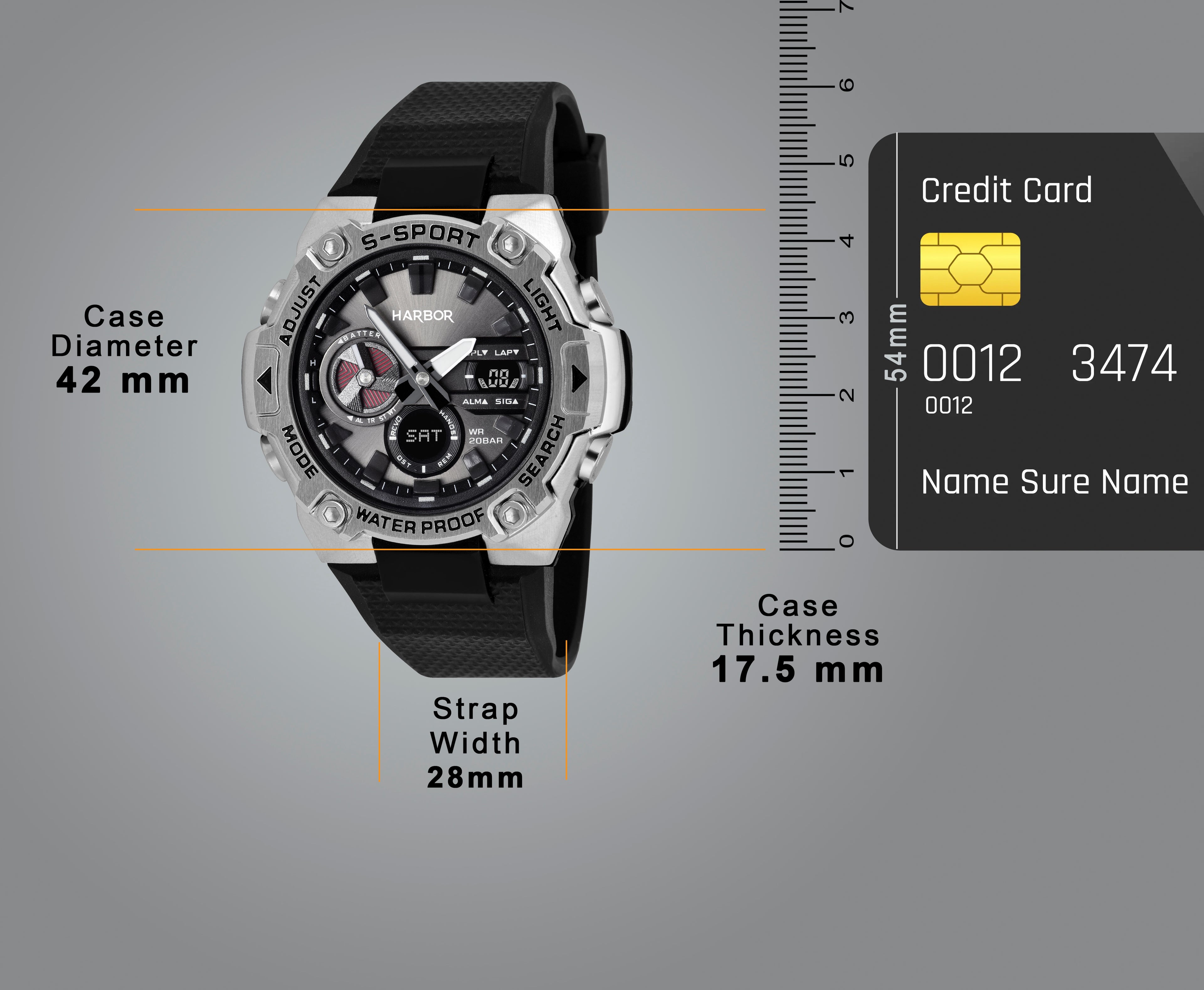 Harbor 9125 Black PU Strap Watch