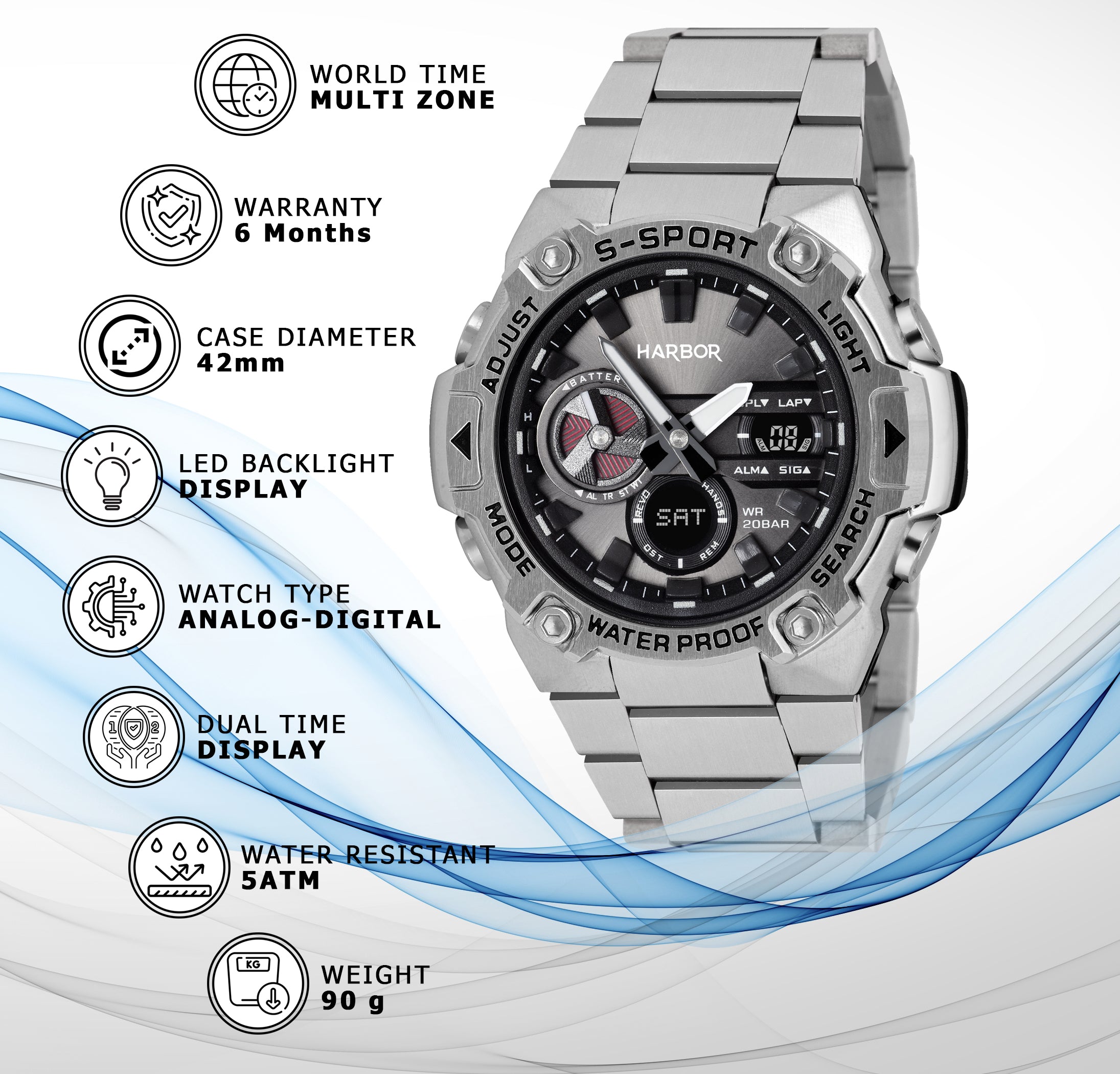 Harbor 9125 Stainless Steel Watch