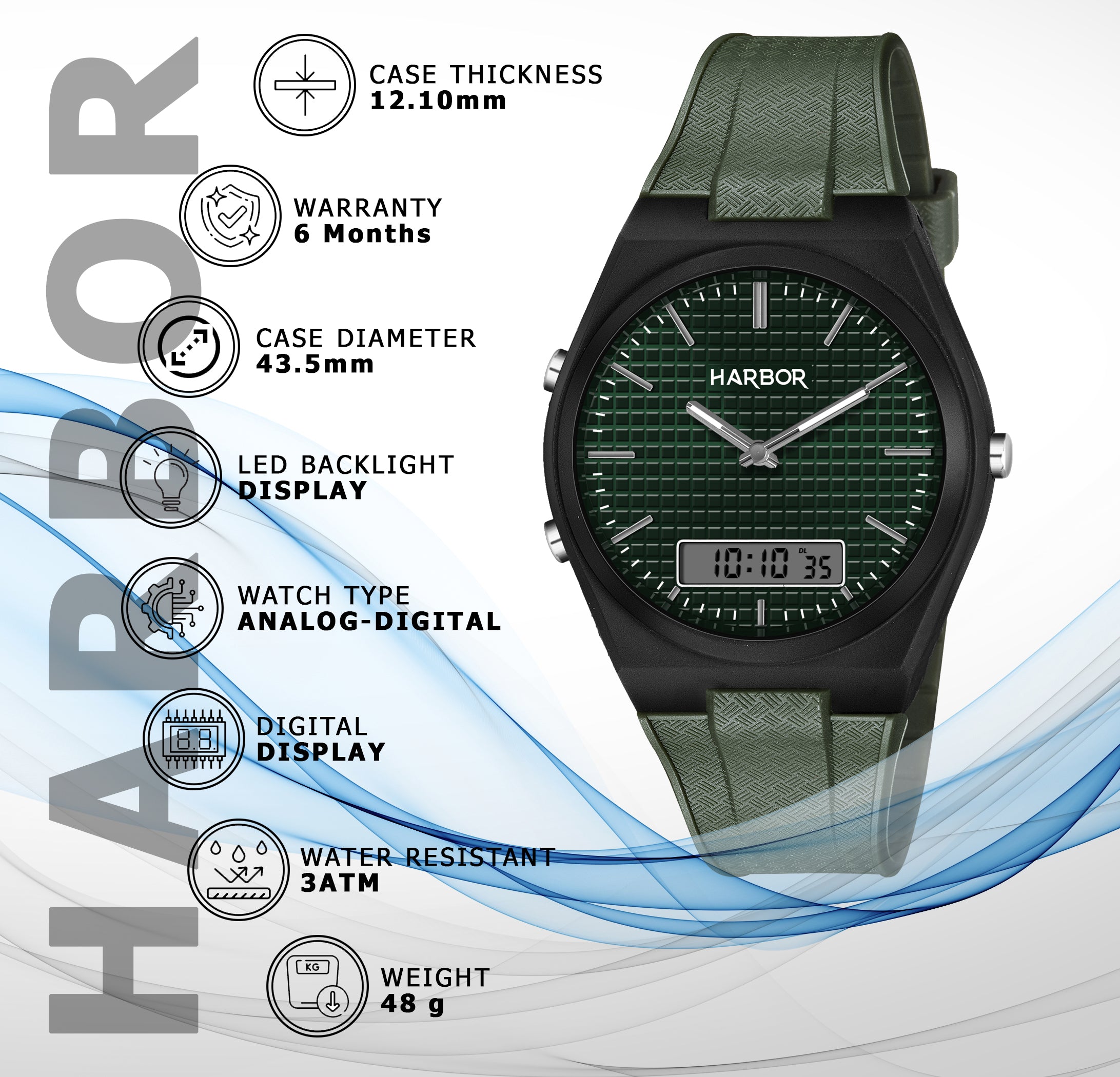 Harbor 9153 Green Strap Analog-Digital Watch
