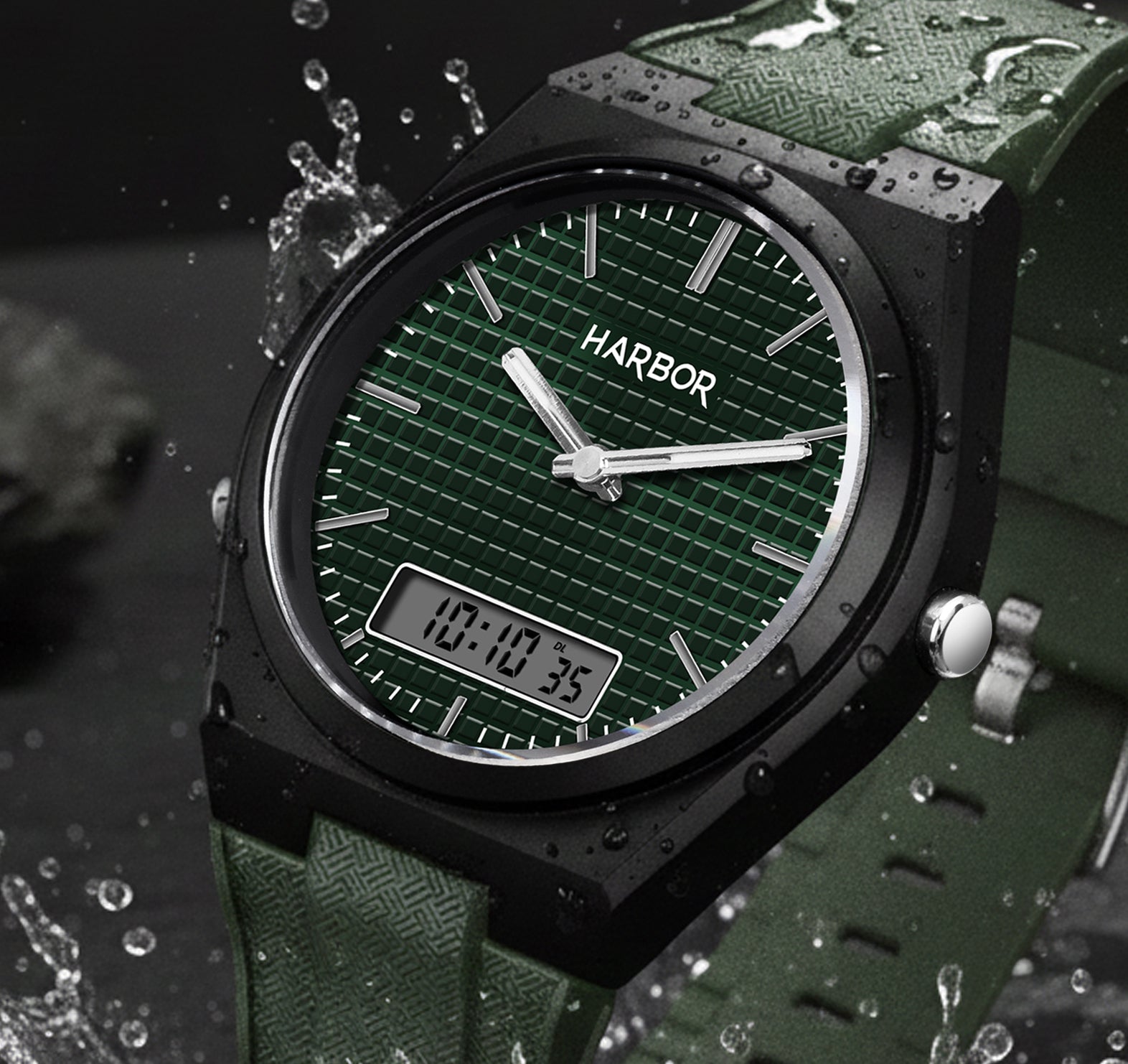 Harbor 9153 Green Strap Analog-Digital Watch