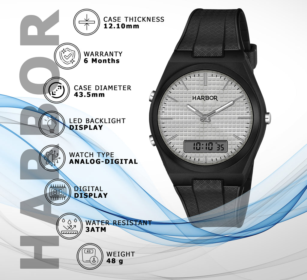 Harbor 9153 Silver Black Analog-Digital Watch