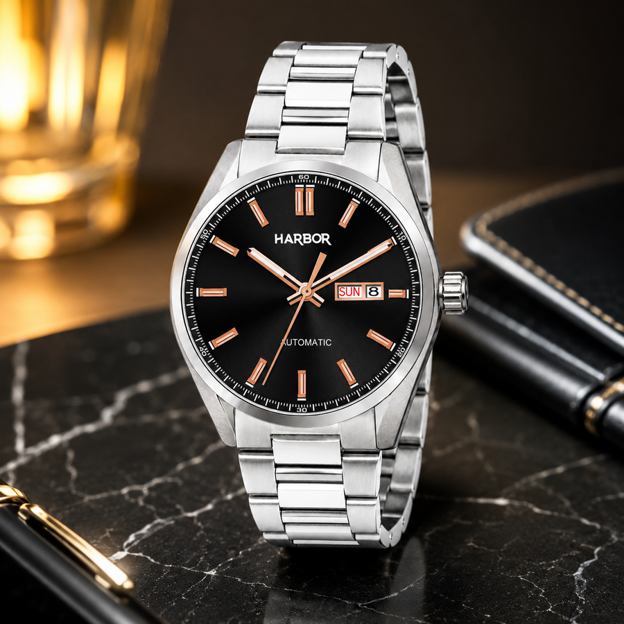 Harbor 1008 Black Dial Golden Mark Automatic Watch For Men