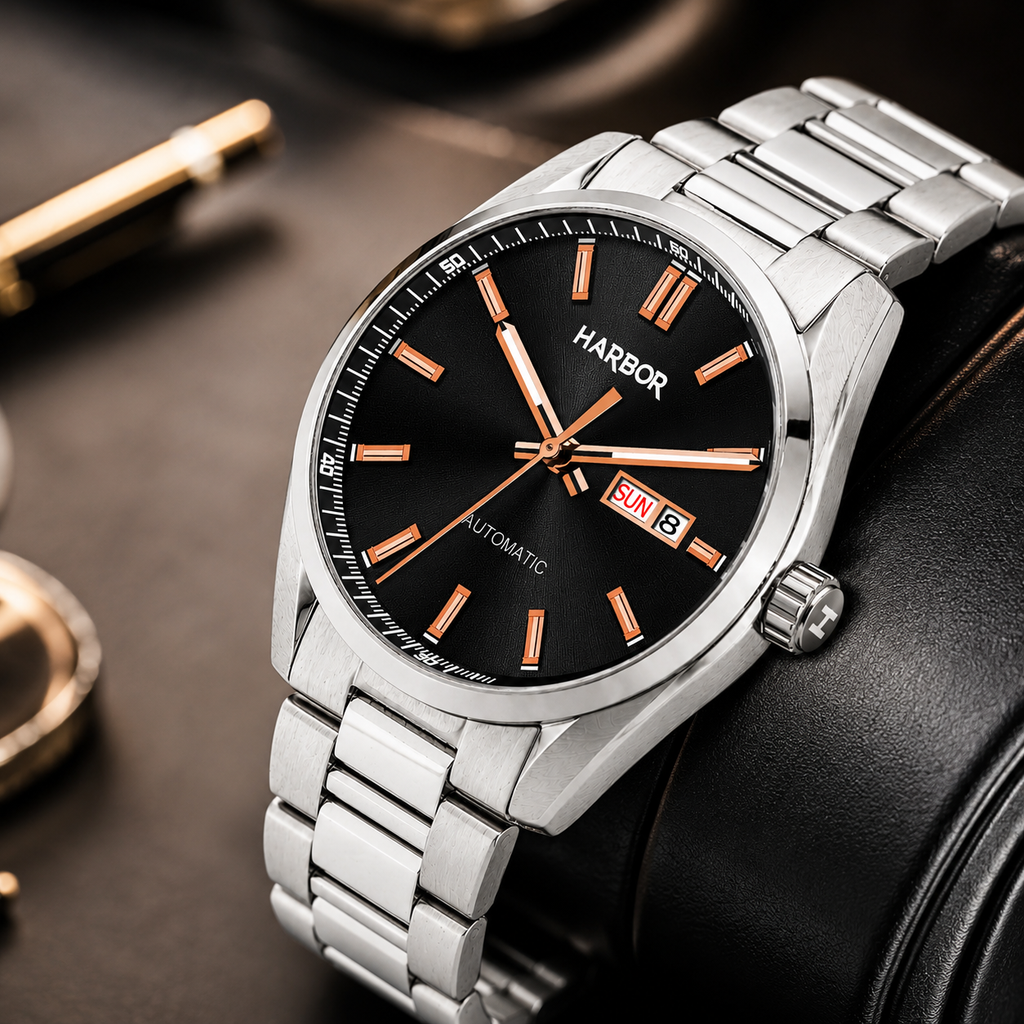 Harbor 1008 Black Dial Golden Mark Automatic Watch For Men