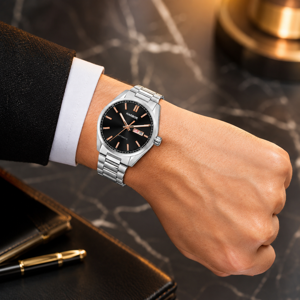 Harbor 1008 Black Dial Golden Mark Automatic Watch For Men