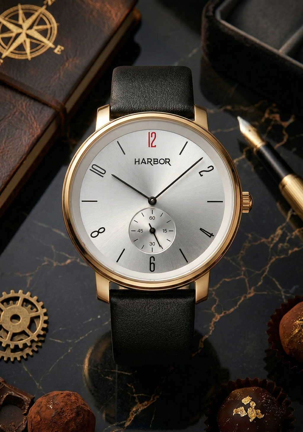 Harbor 1004 Golden Case Slim Analog Watch For Men