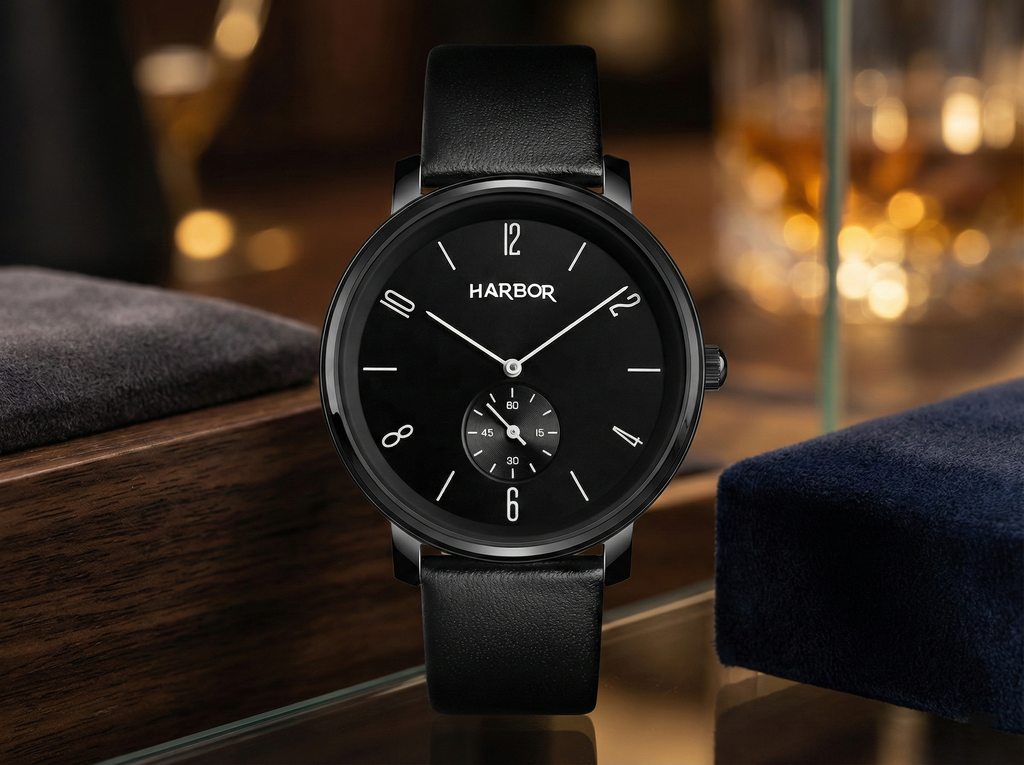 Harbor 1004 Full Black Slim Analog Wrist Watch