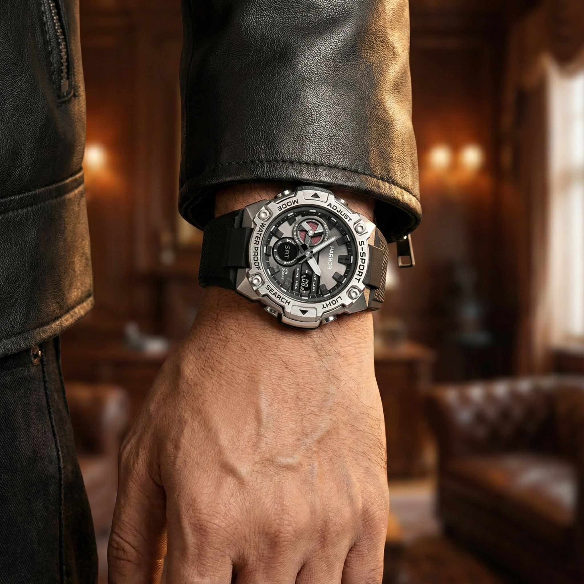 Harbor 9125 Black PU Strap Watch