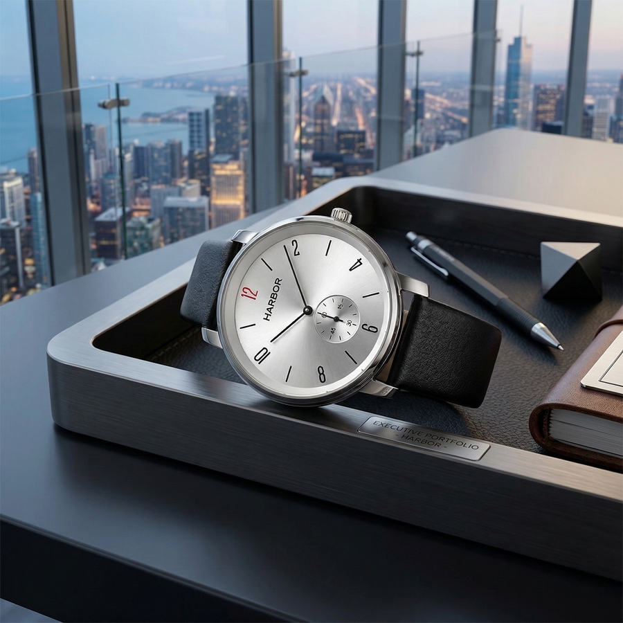 Harbor 1004 Silver Case Slim Analog Watch For Men