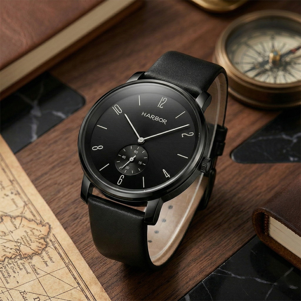 Harbor 1004 Full Black Slim Analog Wrist Watch