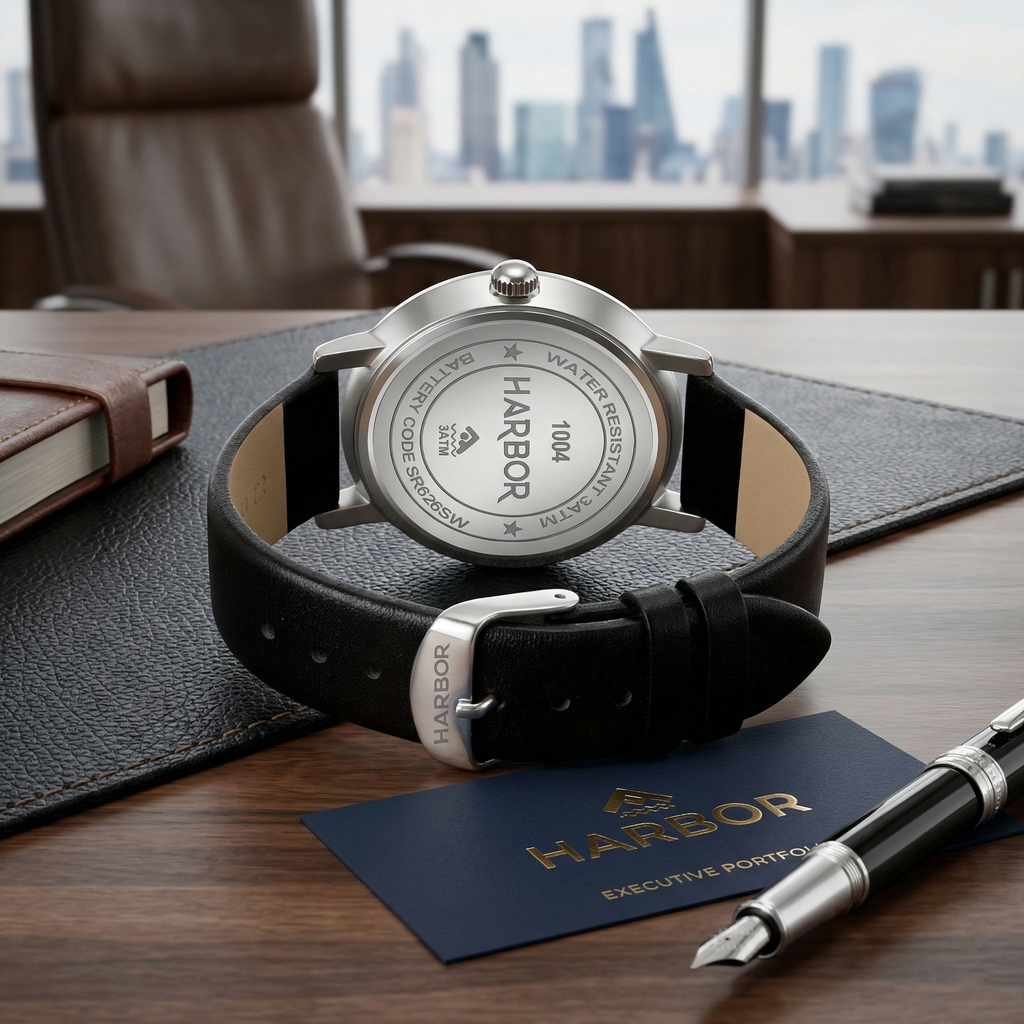 Harbor 1004 Silver Case Slim Analog Watch For Men