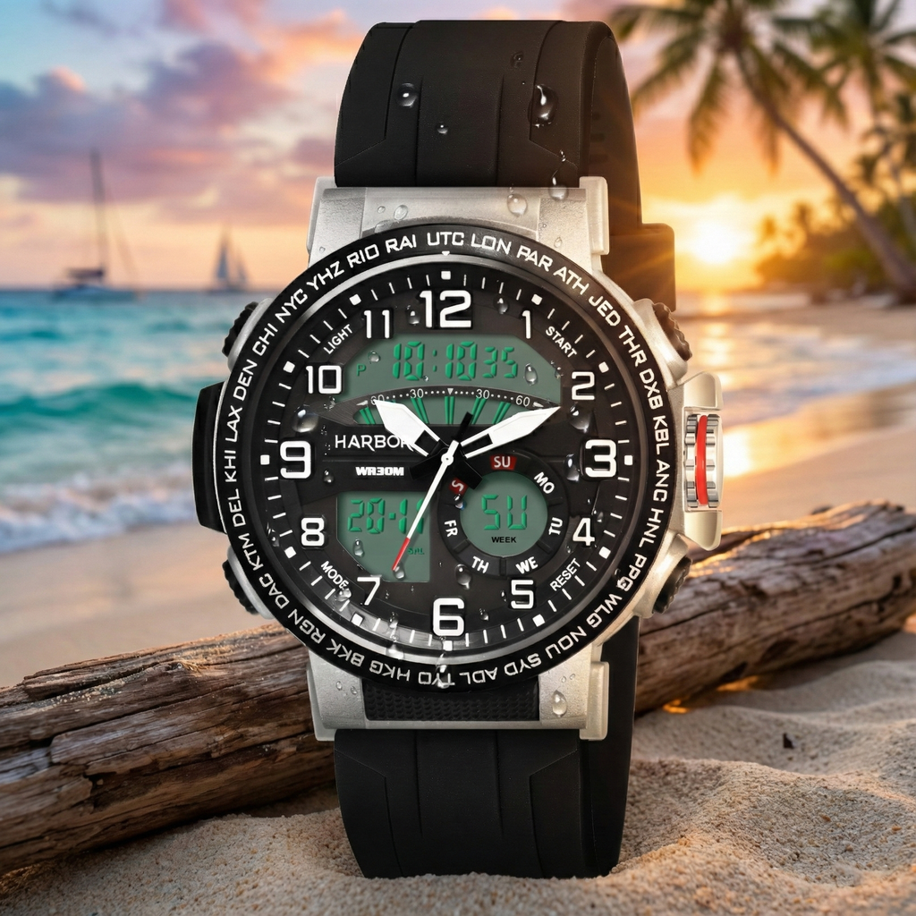 Harbor 1001 Black Silicon Strap Watch