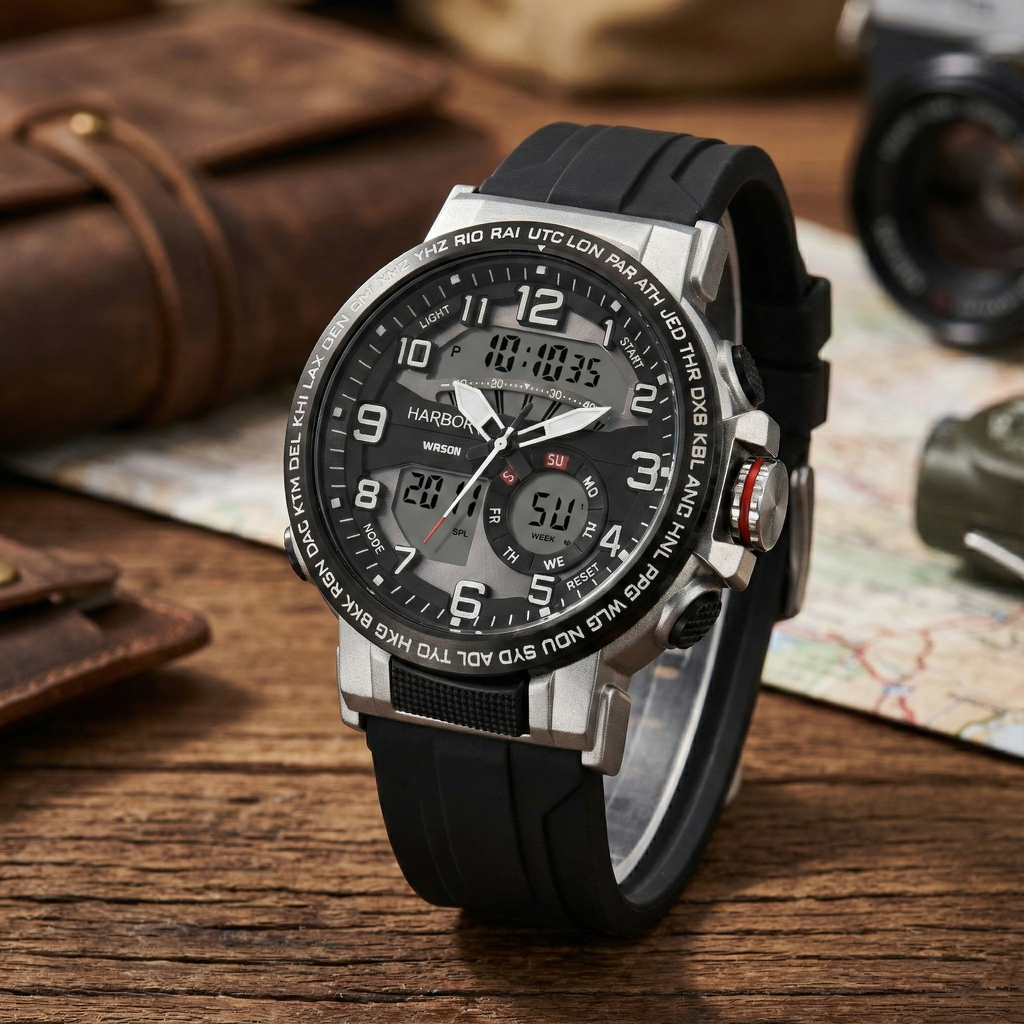 Harbor 1001 Black Silicon Strap Watch