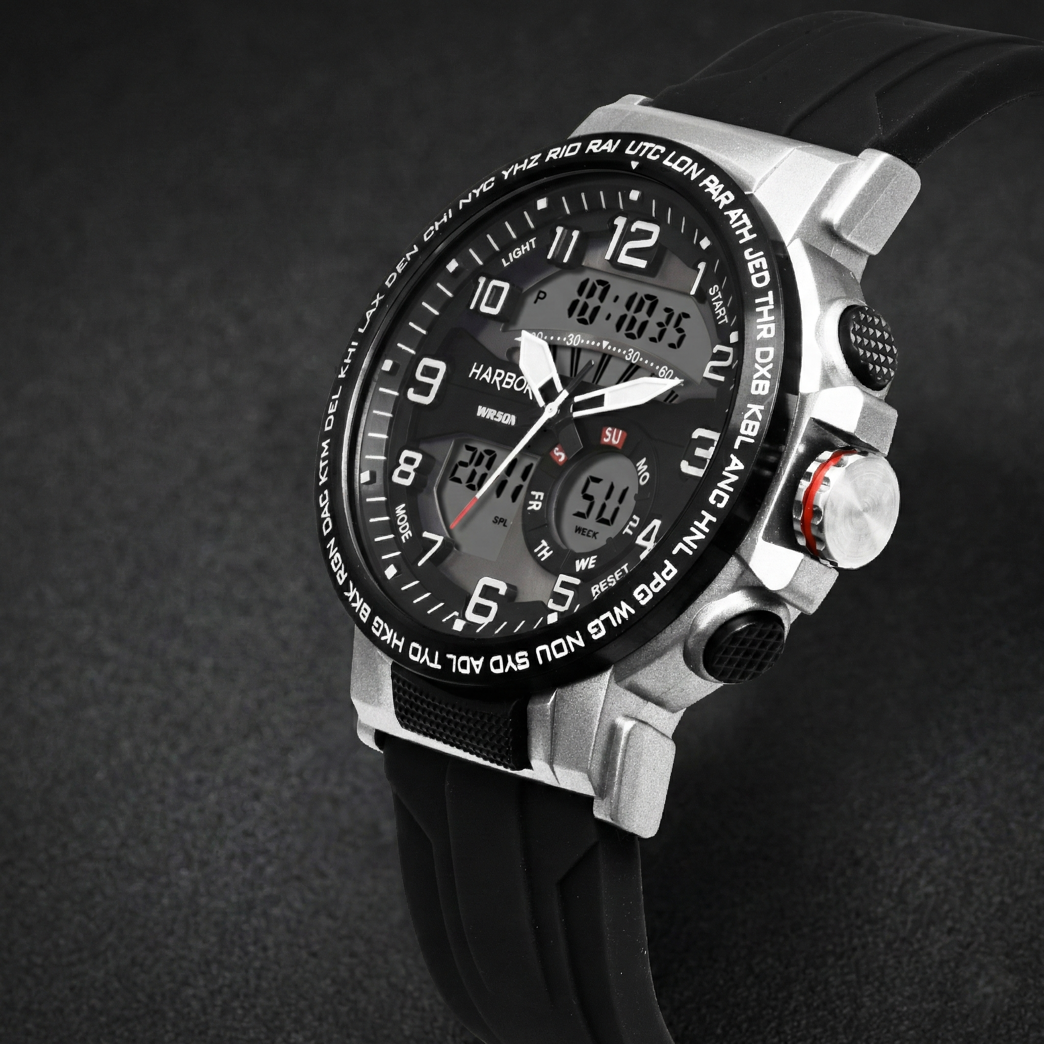 Harbor 1001 Black Silicon Strap Watch