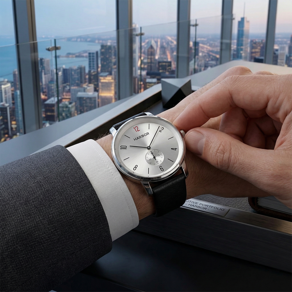 Harbor 1004 Silver Case Slim Analog Watch For Men