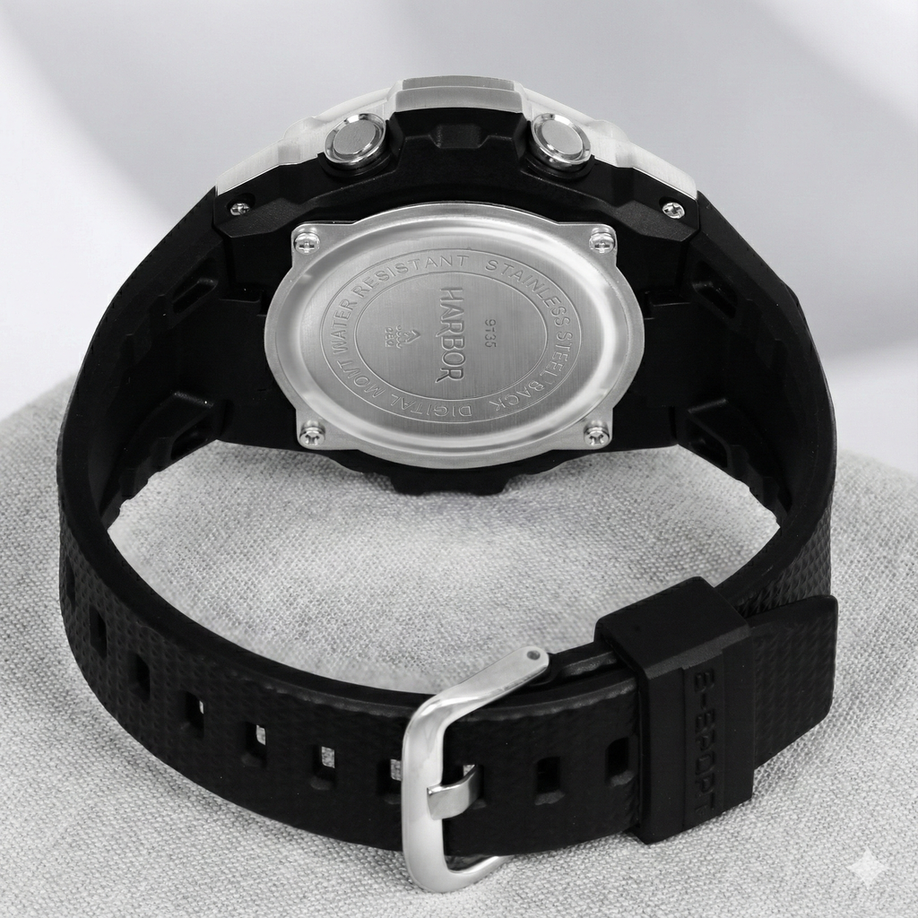 Harbor 9125 Black PU Strap Watch