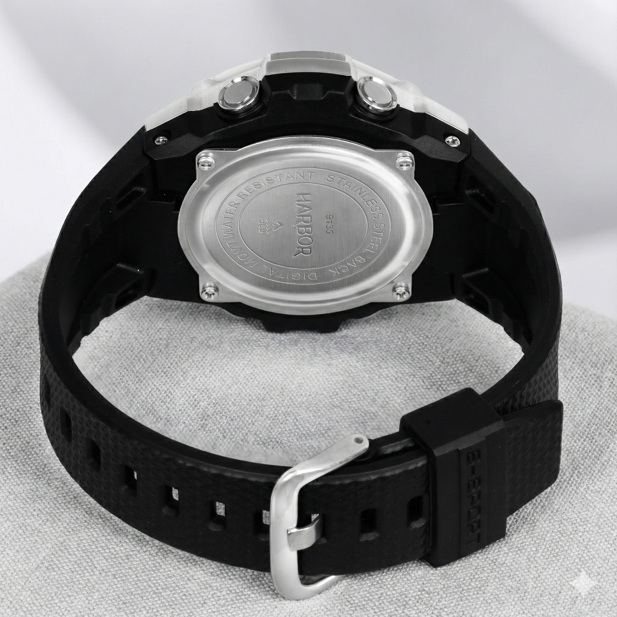 Harbor 9125 Black PU Strap Watch