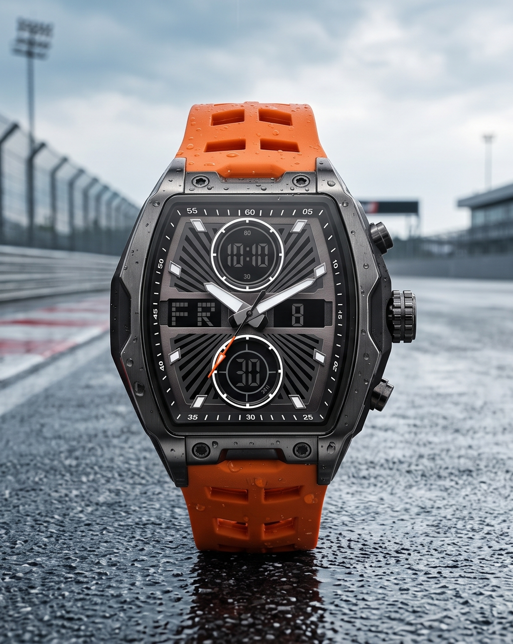 Harbor Men's Tactical Tonneau Watch | Gunmetal & Orange | Triple Time