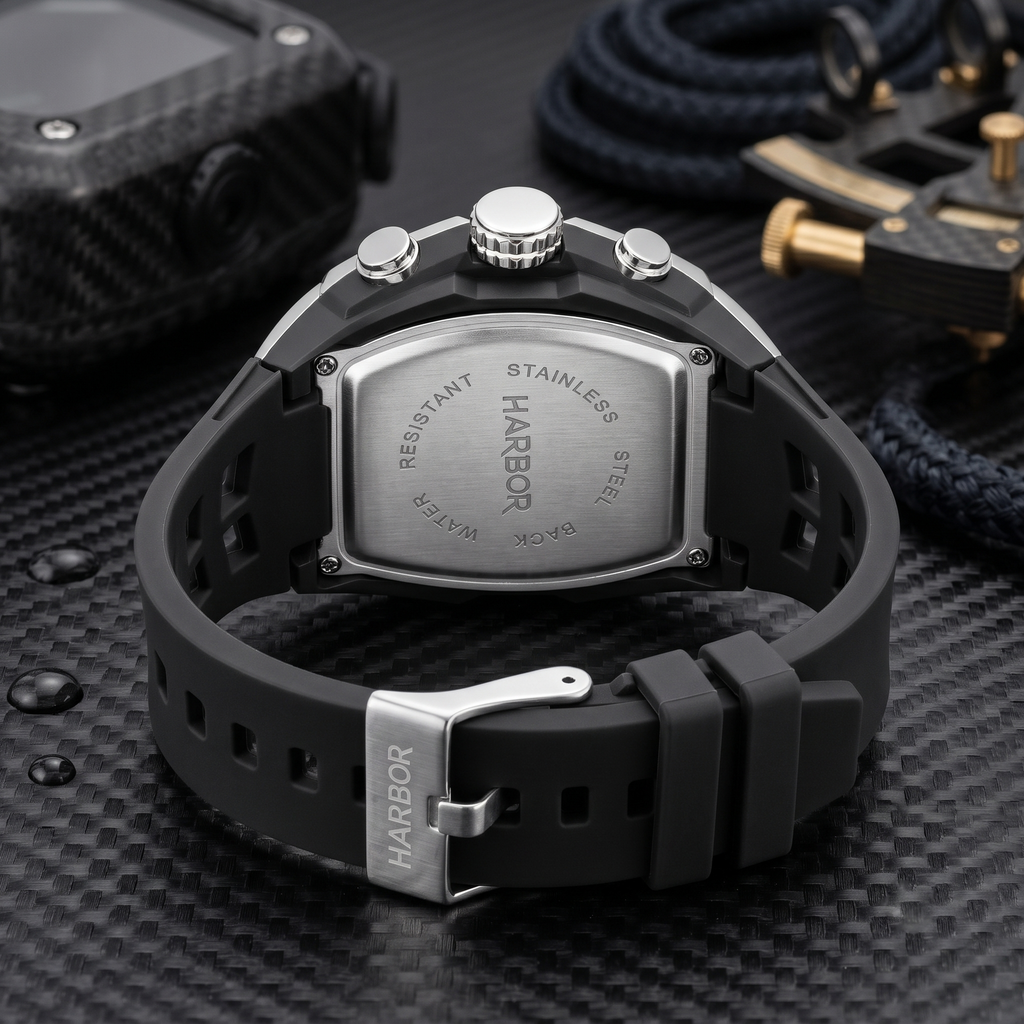 Harbor Men's Analog-Digital Sports Watch | Triple Time, Alarm & Water Resistant