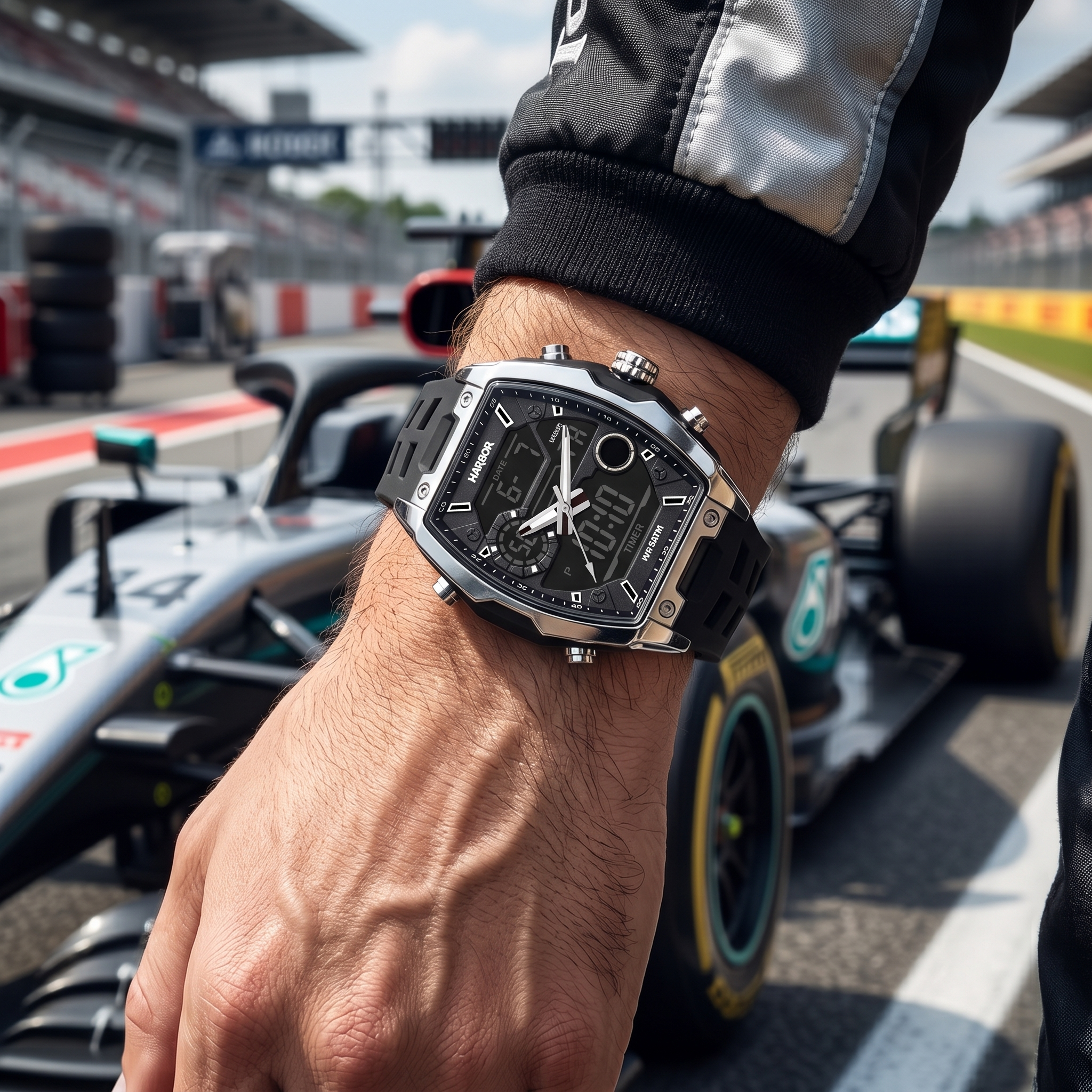 Harbor Men's Analog-Digital Sports Watch | Triple Time, Alarm & Water Resistant