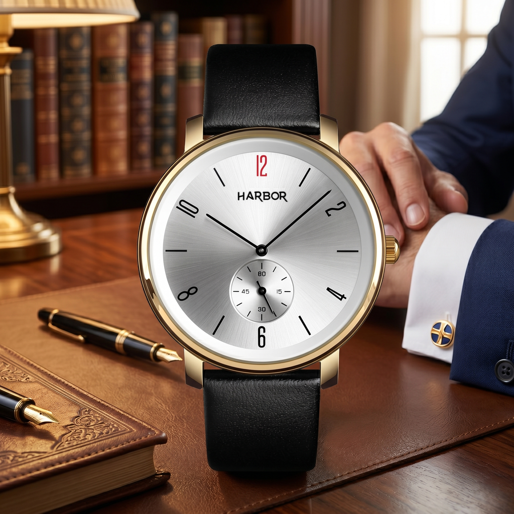 Harbor 1004 Golden Case Slim Analog Watch For Men