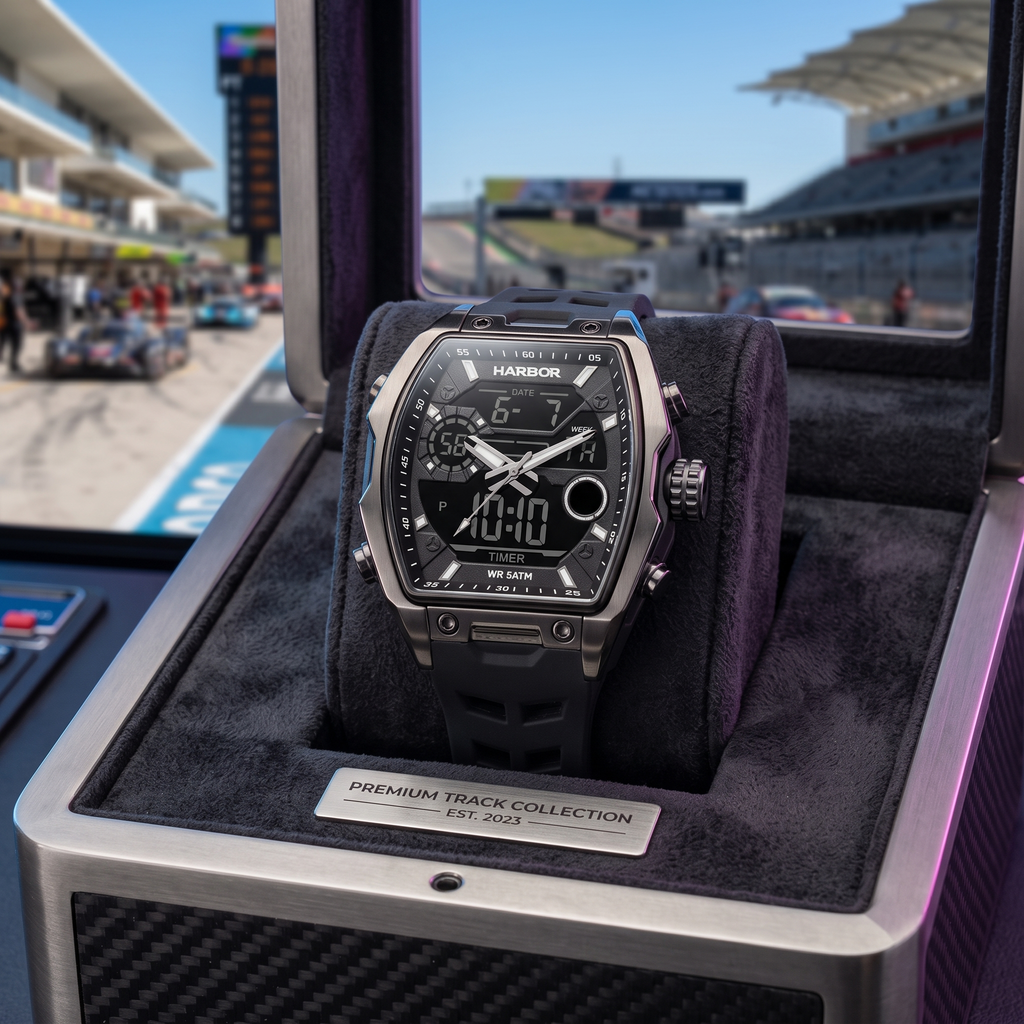 Harbor Men's Tactical Tonneau Watch | Gunmetal & Black | Triple Time