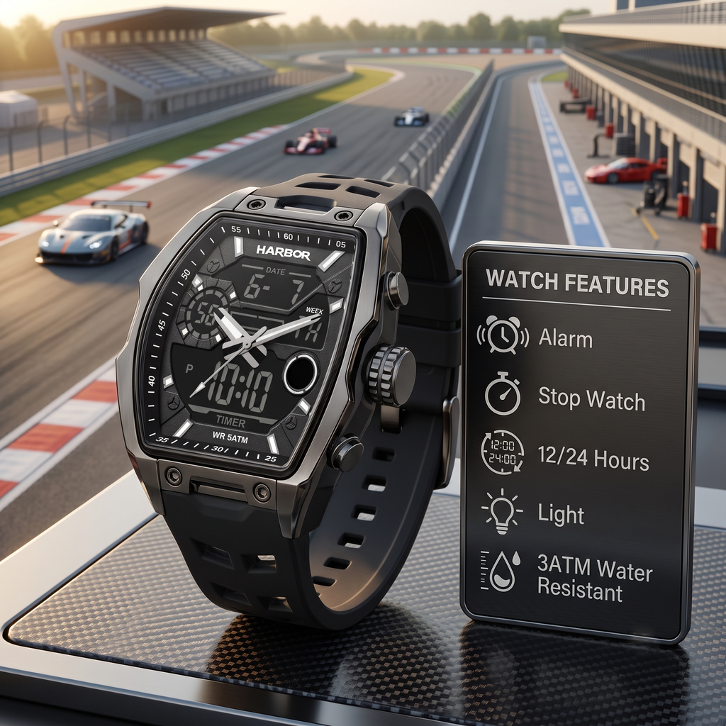 Harbor Men's Tactical Tonneau Watch | Gunmetal & Black | Triple Time
