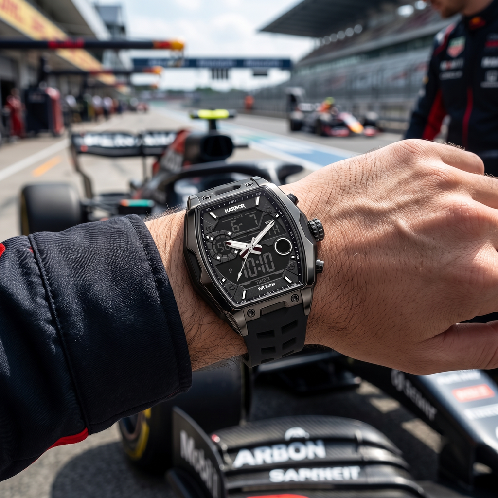 Harbor Men's Tactical Tonneau Watch | Gunmetal & Black | Triple Time