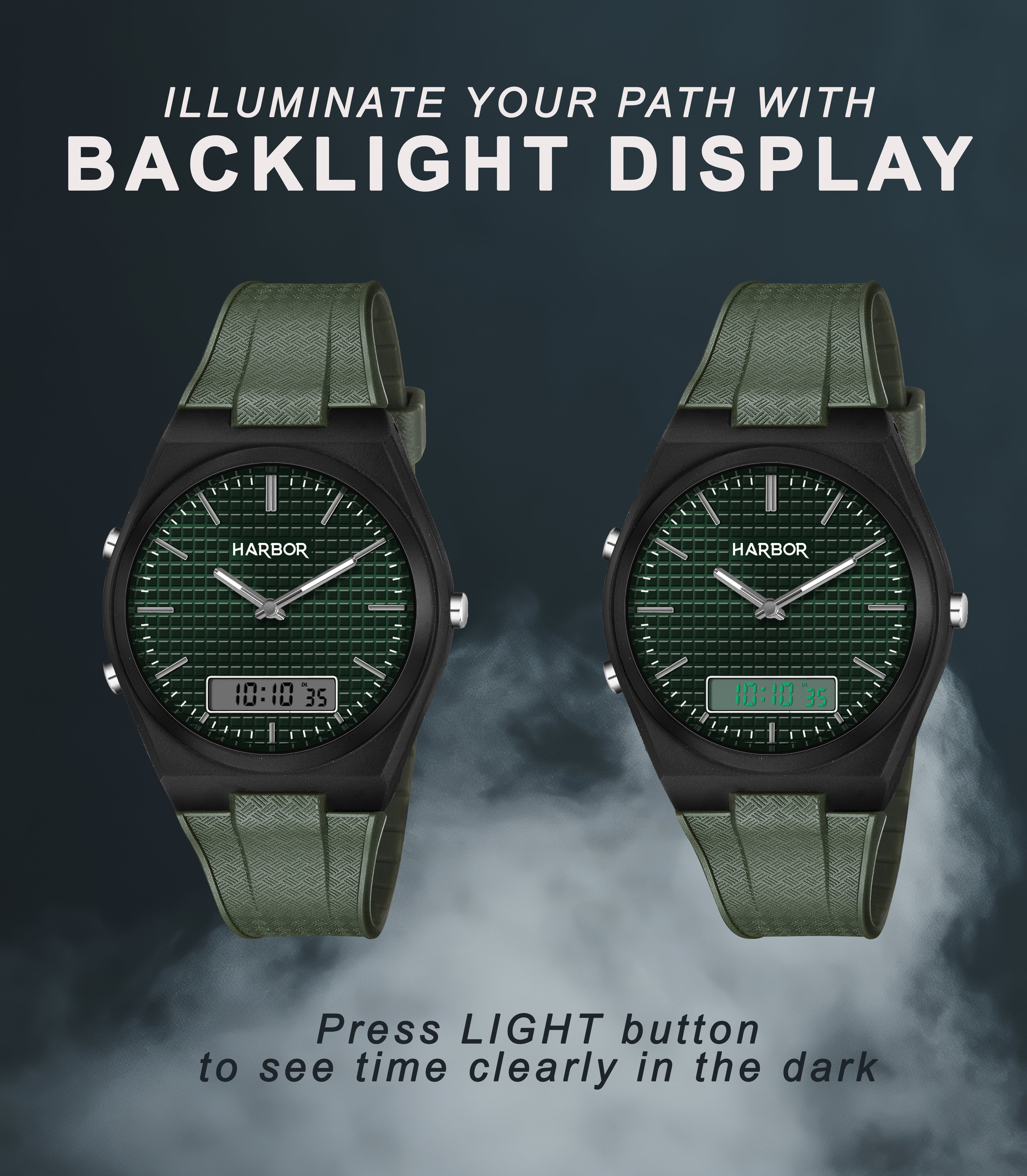 Harbor 9153 Green Strap Analog-Digital Watch