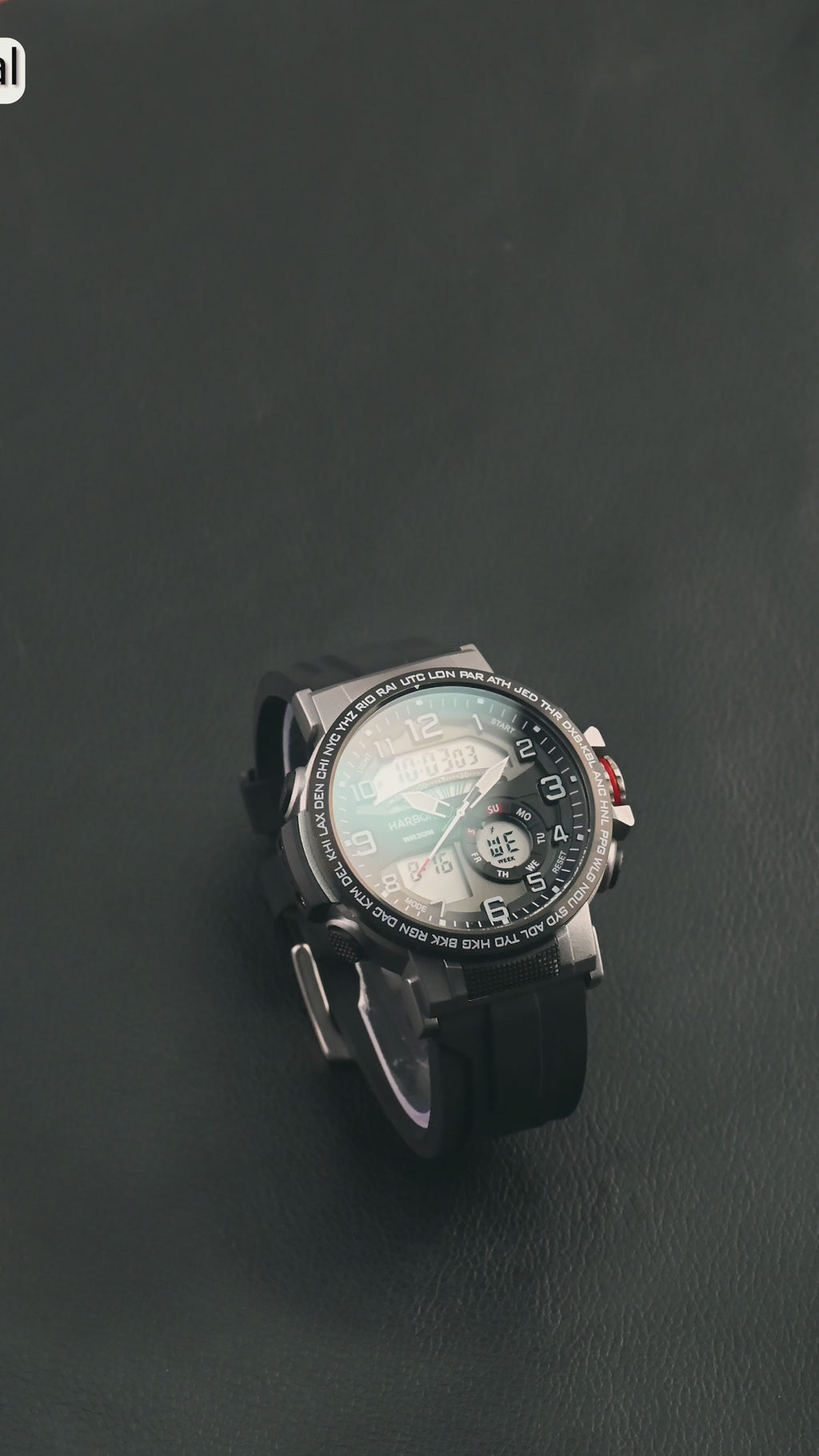 Harbor 1001 Black Silicon Strap Watch