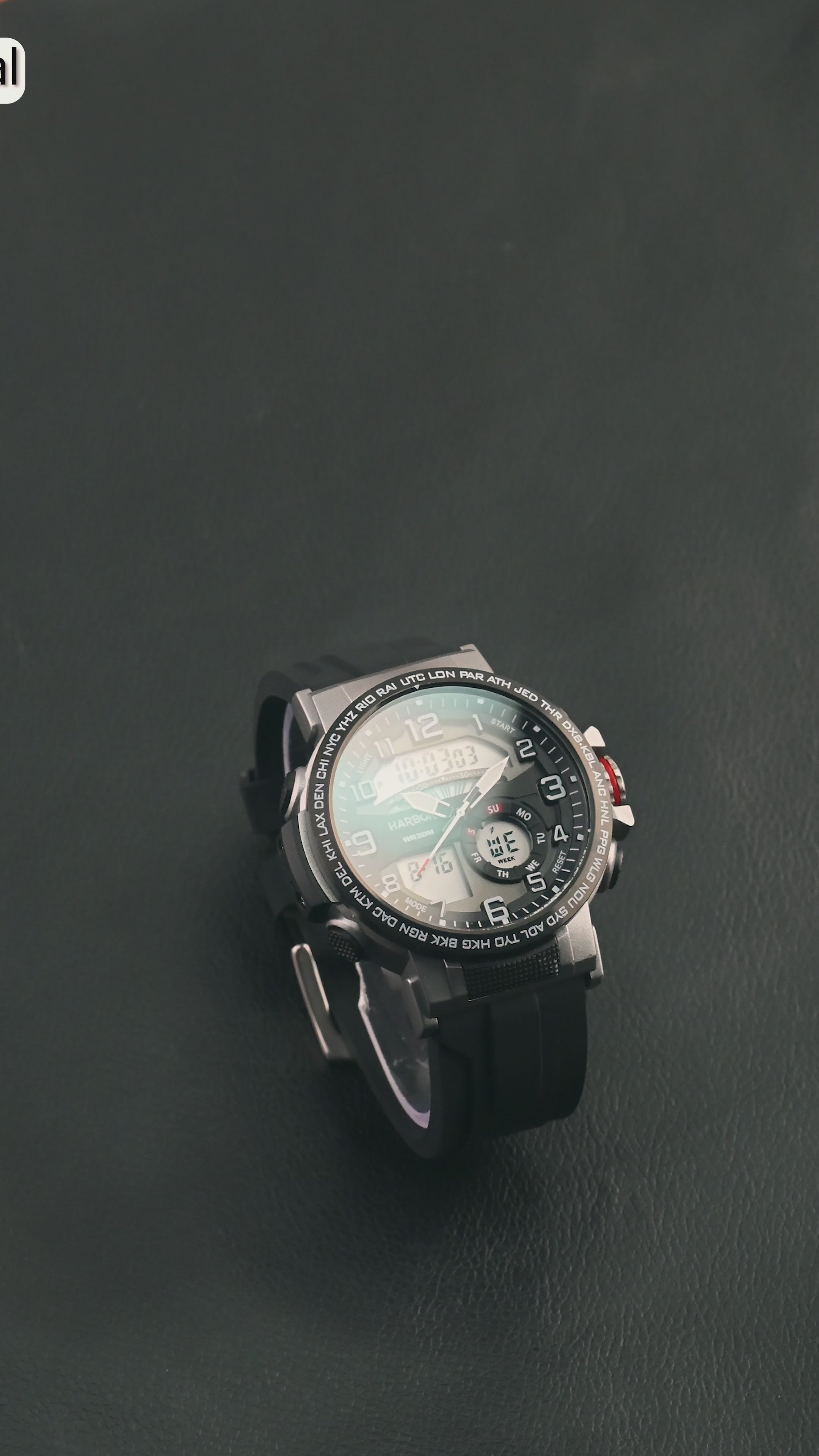 Harbor 1001 Black Silicon Strap Watch